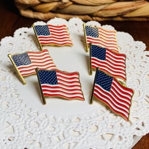 American Flag Pins, Enamel and Gold. Set of 6